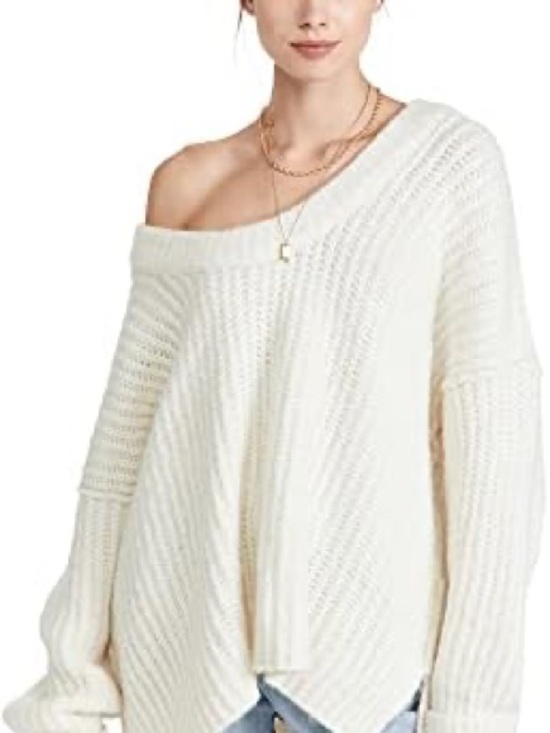 Free People Sweaters - Free People Blue Bell Oversized Off-Shoulder Chunky Knit Sweater
